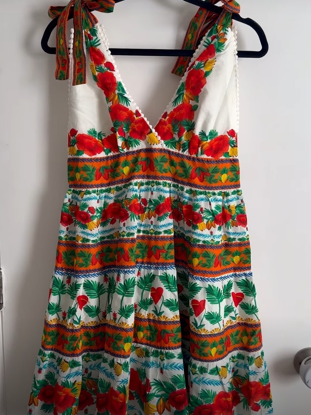 Farm Rio x Anthropologie V-Neck Tiered Mini Dress